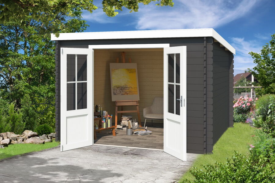 Gartenhaus ATLANTA 292x230 cm, 28 mm, natur / farbig
