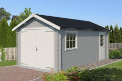 Garage DILLON 540; 300x540 cm Sockelmass; 34mm Doppelnut, LICHT GRAU lackiert