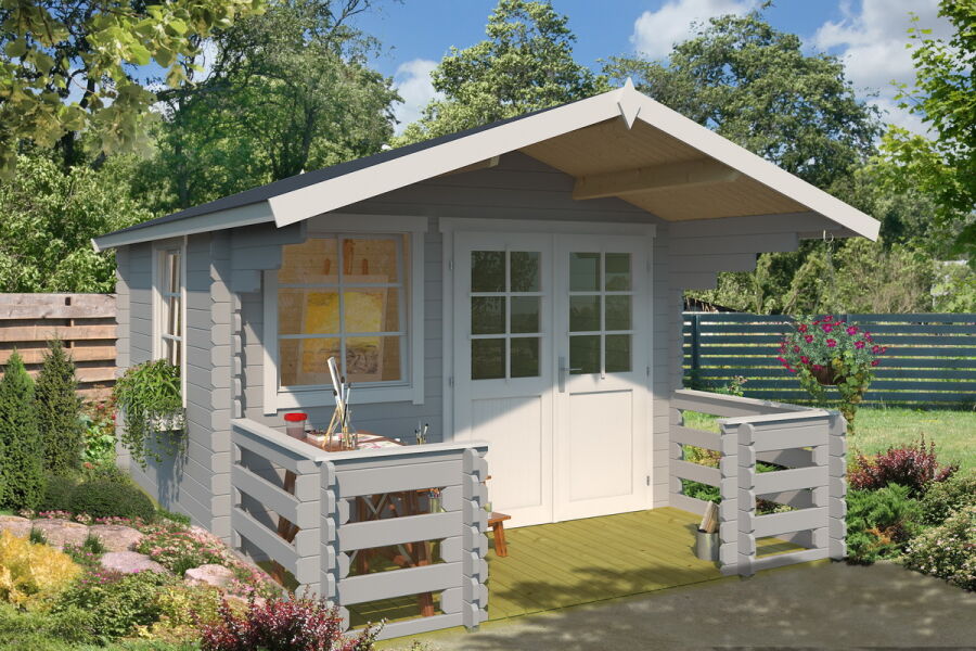 Gartenhaus LOLA 2 - 320x320 + 150 cm, 28 mm, natur / farbig