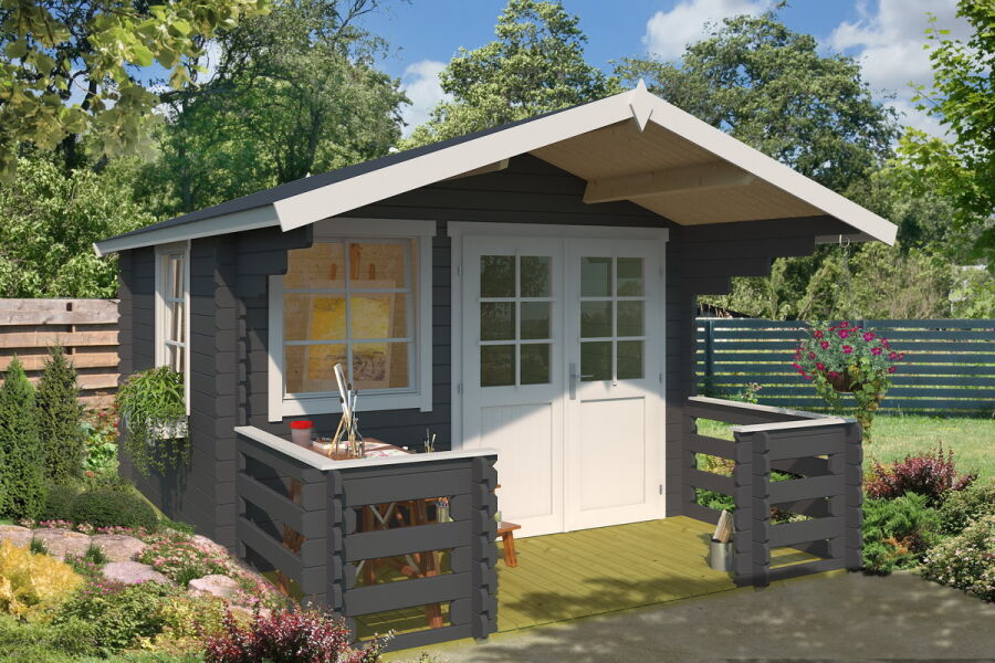 Gartenhaus LOLA 2, 320x320 + 150 cm, inkl. Boden, CARBON GRAU lackiert