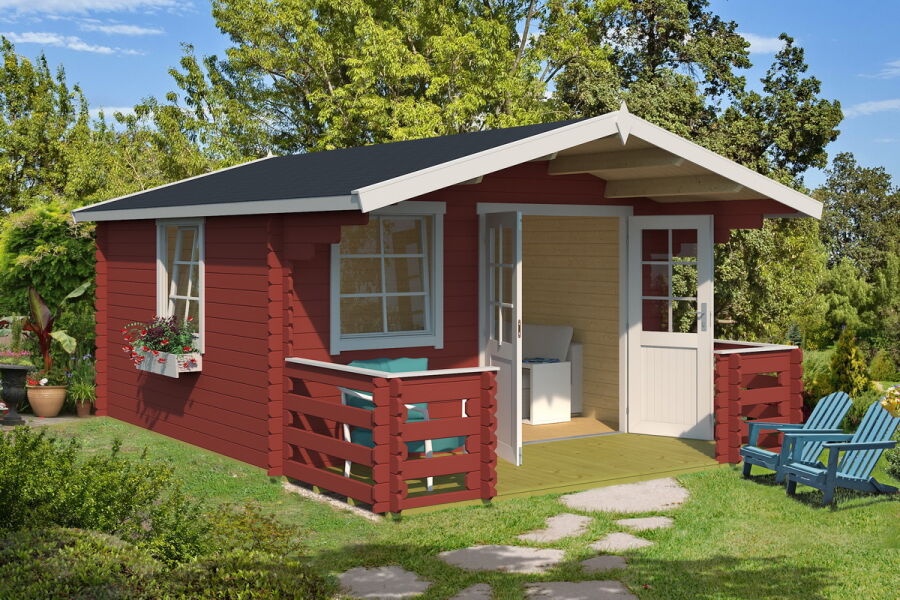 Gartenhaus LUNA 2 - 380x380 + 150 cm, 28 mm, natur / farbig