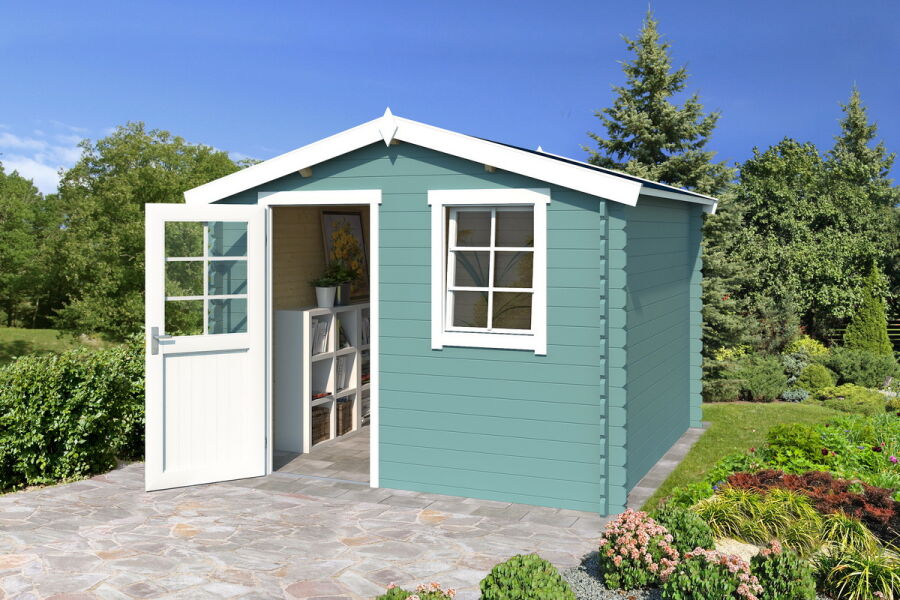 Gartenhaus NINA 175 - 275 x 175 cm, 28 mm, natur / farbig