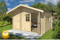 Gartenhaus KEILA 380×250 cm, 28 mm,  natur / farbig