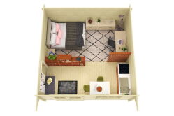 Gartenhaus HELENE; 500x400 cm ISO (R); 44 mm Doppelnut; ohne Boden