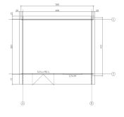 Gartenhaus HELENE; 500x400 cm ISO (R); 44 mm Doppelnut; ohne Boden