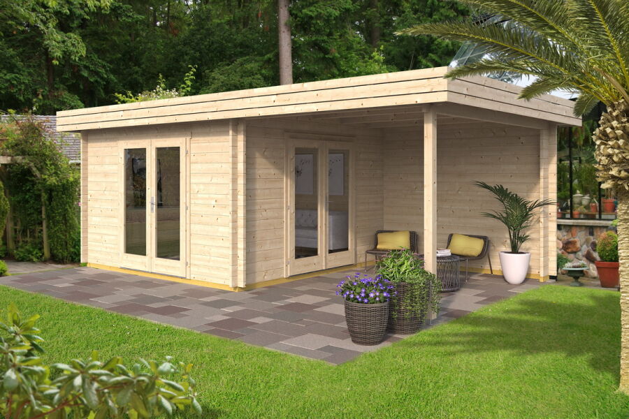 Gartenhaus BERTA 637 x 360 cm (A); 44 mm Doppelnut; ISO; inkl Boden