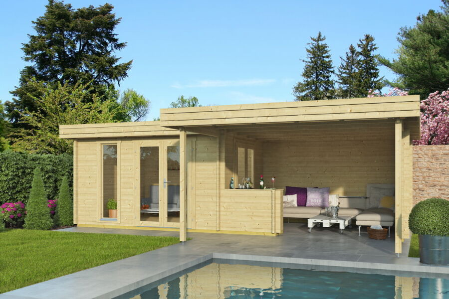 Gartenhaus VANESSA 775 x 520 cm (A); 44 mm Doppelnut; ISO; inkl Boden