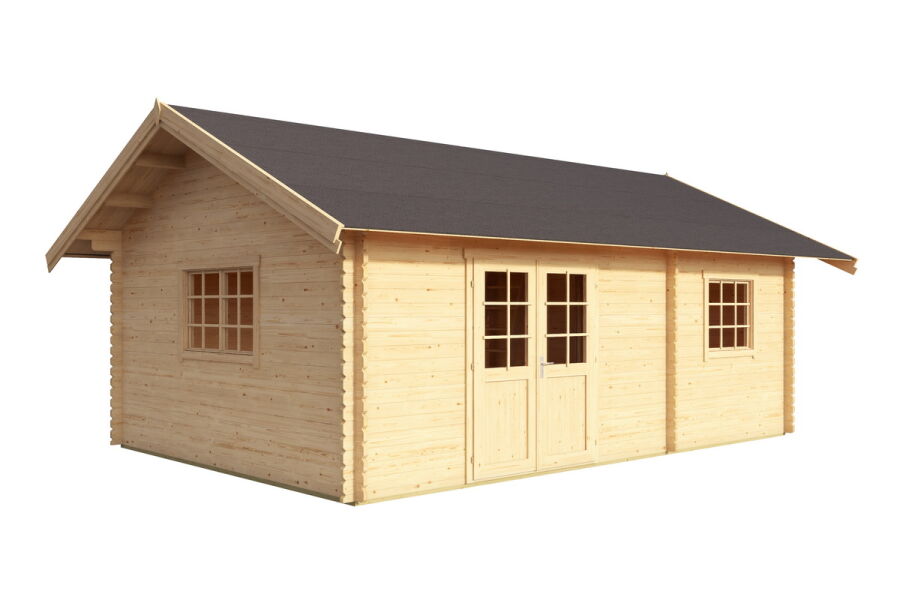 Gartenhaus CAROLINE 575x390 cm; 40mm Doppelnut; Schlafboden+Fussboden / GOLD Variante