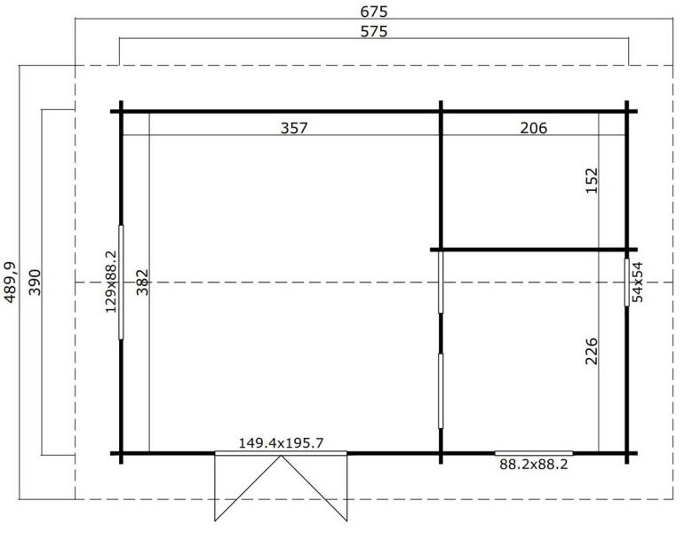 Gartenhaus CAROLINE 575x390 cm; 40mm Doppelnut; Schlafboden+Fussboden / GOLD Variante