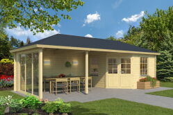 Gartenhaus PAULA 5-Eck 802x350 cm (A), 44mm Doppelnut;...