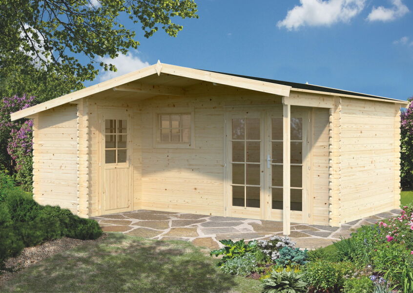 Gartenhaus BENNO 530x450 cm ; 40 mm Doppelnut; ISO-Glas; 2-Raum-Haus; ohne Boden