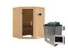 Sauna LARIN (Eckeinstieg) / graphit Tür / kein Dachkranz / Ofen 4,5 KW externe Strg easy