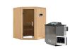 Sauna LARIN (Eckeinstieg) / graphit Tür / kein Dachkranz / Ofen 4,5 kW Bio externe Strg easy