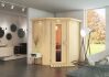Sauna TAURIN (Eckeinstieg) / Holztür / inkl. Dachkranz / Ofen 4,5 kW integr. Strg