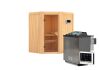 Sauna TAURIN (Eckeinstieg) / bronzierte Tür / kein Dachkranz / Ofen 4,5 kW Bio externe Strg easy