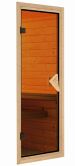 Sauna TAURIN (Eckeinstieg) / bronzierte Tür / inkl. Dachkranz / Ofen 4,5 kW Bio externe Strg easy