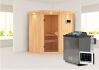 Sauna TAURIN (Eckeinstieg) / bronzierte Tür / inkl. Dachkranz / Ofen 4,5 kW Bio externe Strg easy