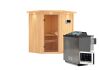 Sauna TAURIN (Eckeinstieg) / bronzierte Tür / inkl. Dachkranz / Ofen 4,5 kW Bio externe Strg easy