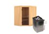 Sauna TAURIN (Eckeinstieg) / graphit Tür / kein Dachkranz / Ofen 4,5 kW integr. Strg