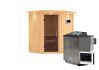 Sauna TAURIN (Eckeinstieg) / graphit Tür / inkl. Dachkranz / Ofen 4,5 kW Bio externe Strg easy
