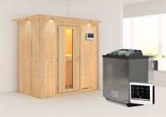 Sauna VARIADO (Fronteinstieg) / Holztür / inkl. Dachkranz / Ofen 4,5 kW Biokombi  externe Strg easy