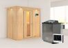 Sauna VARIADO (Fronteinstieg) / Holztür / inkl. Dachkranz / Ofen 4,5 kW Biokombi  externe Strg easy