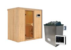 Sauna VARIADO (Fronteinstieg) / bronzierte Tür / kein Dachkranz / Ofen 4,5 kW externe Strg easy