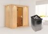 Sauna VARIADO (Fronteinstieg) / bronzierte Tür / inkl. Dachkranz / Ofen 4,5 kW integr. Strg