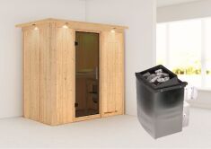 Sauna VARIADO (Fronteinstieg) / graphit Tür / inkl. Dachkranz / Ofen 4,5 kW integr. Strg