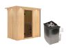 Sauna VARIADO (Fronteinstieg) / graphit Tür / inkl. Dachkranz / Ofen 4,5 kW integr. Strg