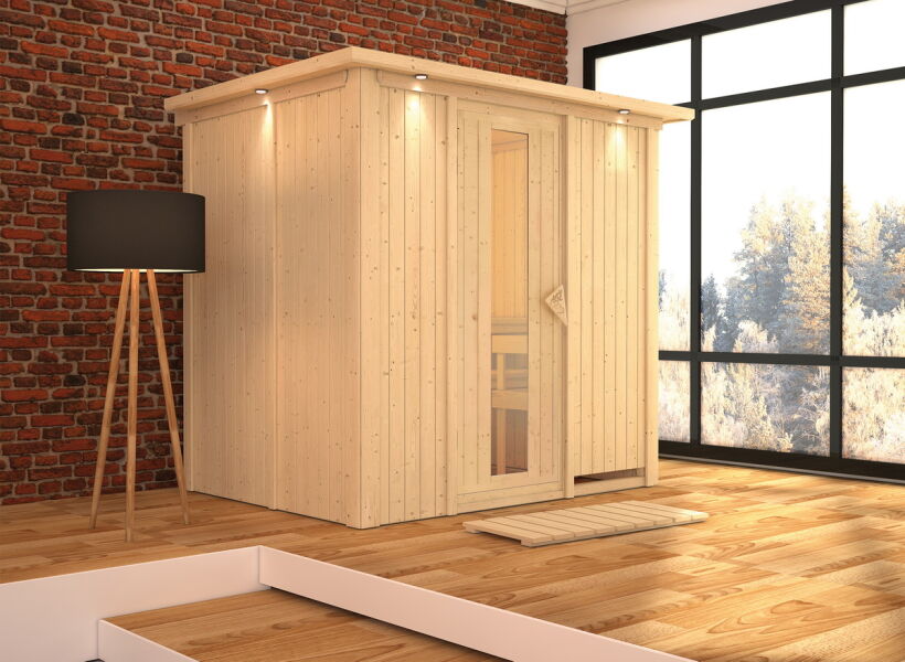 Sauna BODIN 196x151 cm Fronteinstieg 68 mm Systemsauna