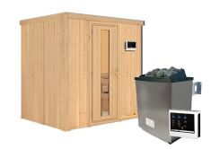 Sauna BODIN (Fronteinstieg) / Holztür / kein Dachkranz / Ofen 4,5 KW externe Strg easy