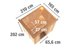 Sauna BODIN (Fronteinstieg) / Holztür / inkl. Dachkranz / Ofen 4,5 KW externe Strg easy