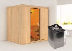Sauna BODIN (Fronteinstieg) / bronzierte Tür / kein Dachkranz / Ofen 4,5 kW integr. Strg
