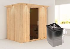 Sauna BODIN (Fronteinstieg) / graphit Tür / inkl. Dachkranz / Ofen 4,5 kW integr. Strg