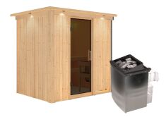 Sauna BODIN (Fronteinstieg) / graphit Tür / inkl. Dachkranz / Ofen 4,5 kW integr. Strg