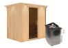 Sauna BODIN (Fronteinstieg) / graphit Tür / inkl. Dachkranz / Ofen 4,5 kW integr. Strg