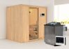 Sauna BODIN (Fronteinstieg) / klarglas Tür / kein Dachkranz / Ofen 4,5 kW Bio externe Strg easy