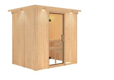 Sauna BODIN (Fronteinstieg) / klarglas Tür / inkl. Dachkranz / ohne Ofen