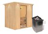 Sauna BODIN (Fronteinstieg) / klarglas Tür / inkl. Dachkranz / Ofen 4,5 kW integr. Strg