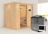 Sauna BODIN (Fronteinstieg) / klarglas Tür / inkl. Dachkranz / Ofen 4,5 kW Bio externe Strg easy