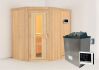 Sauna CARIN (Eckeinstieg) / Holztür / kein Dachkranz / Ofen 4,5 KW externe Strg easy