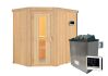 Sauna CARIN (Eckeinstieg) / Holztür / kein Dachkranz / Ofen 4,5 KW externe Strg easy