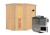 Sauna CARIN (Eckeinstieg) / Holztür / kein Dachkranz / Ofen 4,5 kW Bio externe Strg easy