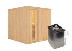 Sauna RODIN (Fronteinstieg) / Holztür / kein Dachkranz / Ofen 9 kW integr. Strg