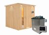 Sauna RODIN (Fronteinstieg) / Holztür / inkl. Dachkranz / Ofen 9 KW externe Strg easy