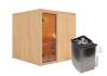 Sauna RODIN (Fronteinstieg) / bronzierte Tür / kein Dachkranz / Ofen 9 kW integr. Strg