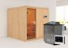Sauna RODIN (Fronteinstieg) / bronzierte Tür / kein Dachkranz / Ofen 9 kW Bio externe Strg easy