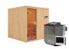 Sauna RODIN (Fronteinstieg) / bronzierte Tür / kein Dachkranz / Ofen 9 kW Bio externe Strg easy