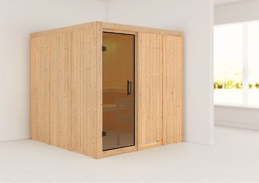 Sauna RODIN (Fronteinstieg) / graphit Tür / kein Dachkranz / ohne Ofen